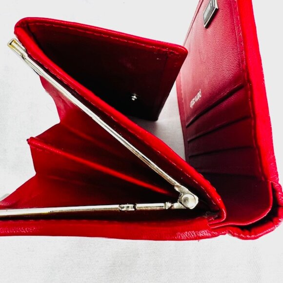 Vgt Pierre Cardin Women's Ostrich Leather Tri-Fold  5"x4" Red card/Coin Wallet(5 - Picture 10 of 13